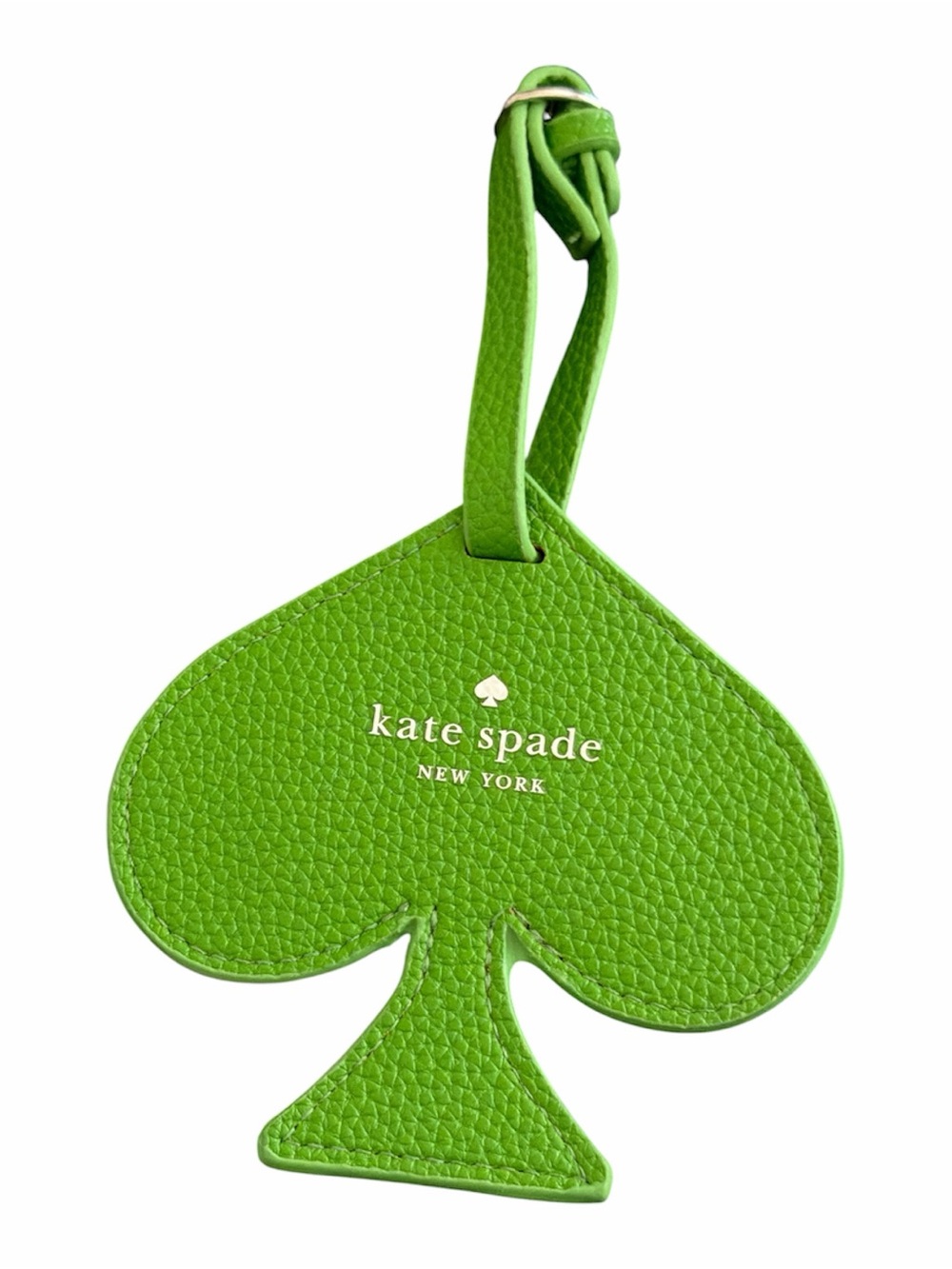 Kate Spade Bright Green Leather Spade-Shaped Luggage Tag NWOT